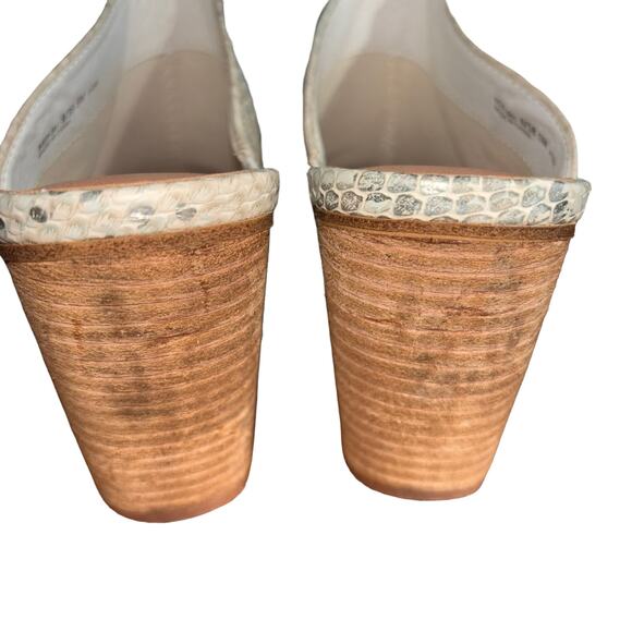 Chinese Laundry Beaute Silver Cream Womans Sz 8.5 Pointed Toe Mule Block Heel - Picture 8 of 11